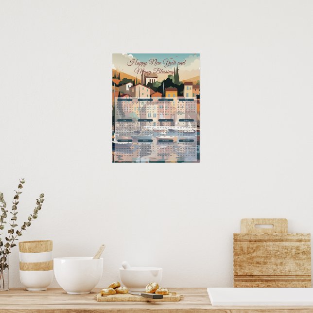Affiche Calendrier de la ville côtière 2024 (Cuisine)