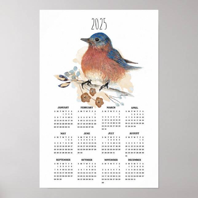 Affiche Calendrier de l'affiche annuelle 2025 Bluebird Wat (Devant)