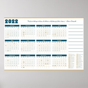 Affiche Calendrier de l'année 2022