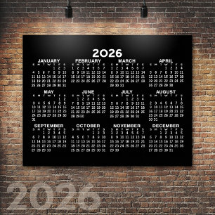 Affiche Calendrier de l'année 2024 - horizontal - noir