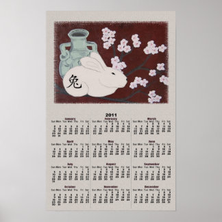 Affiche Calendrier de l'année chinoise du lapin