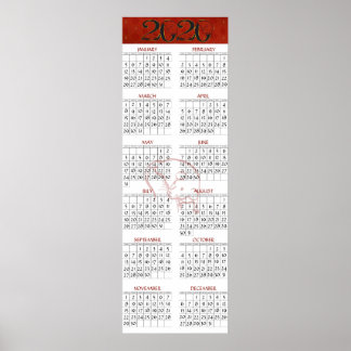 Affiche Calendrier de l'année chinoise du Rat 2020