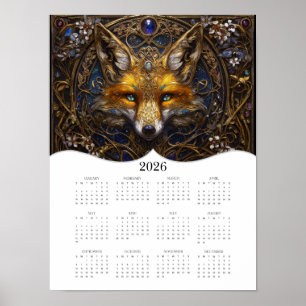 Affiche Calendrier de l'année complète 2026 Celtic Fox Ima