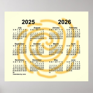 Affiche Calendrier de l'année scolaire 2025-2026 Sunny Day