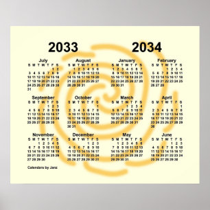 Affiche Calendrier de l'année scolaire 2033-2034 Sunny Day