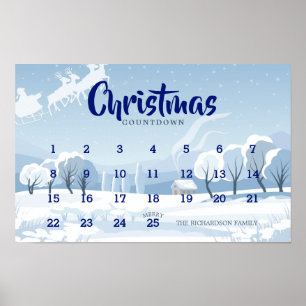 Affiche Calendrier de l'Avent du compte à rebours de Noël