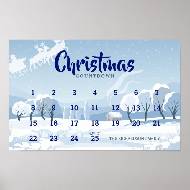 Affiche Calendrier de l'Avent du compte à rebours de Noël (Devant)