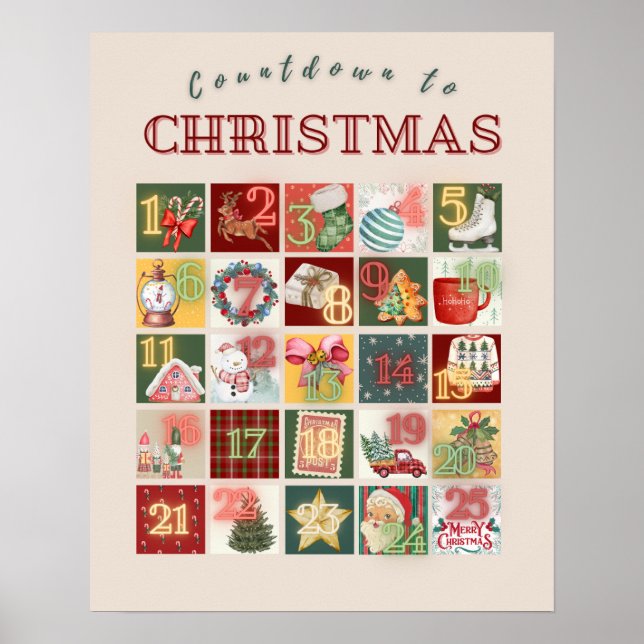 Affiche Calendrier de l'Avent pour le décompte de Noël sur (Devant)