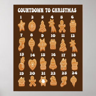 Affiche Calendrier de l'Avent pour Noël au pain d'épices