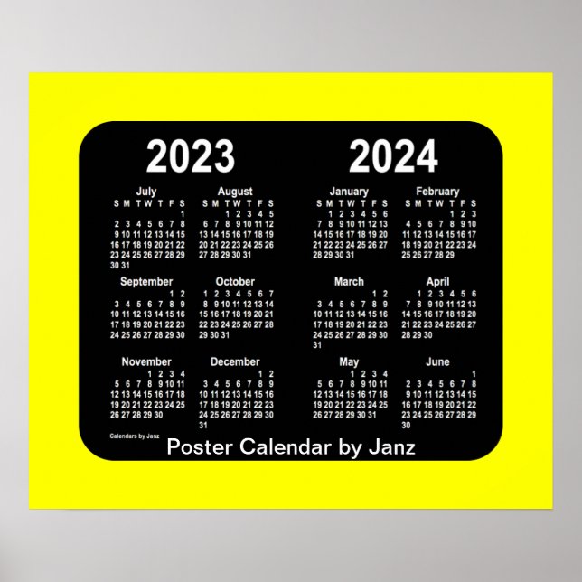 Affiche Calendrier de l'école de néon jaune 2023-2024 par  (Devant)