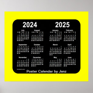 Affiche Calendrier de l'école de néon jaune 2024-2025 par