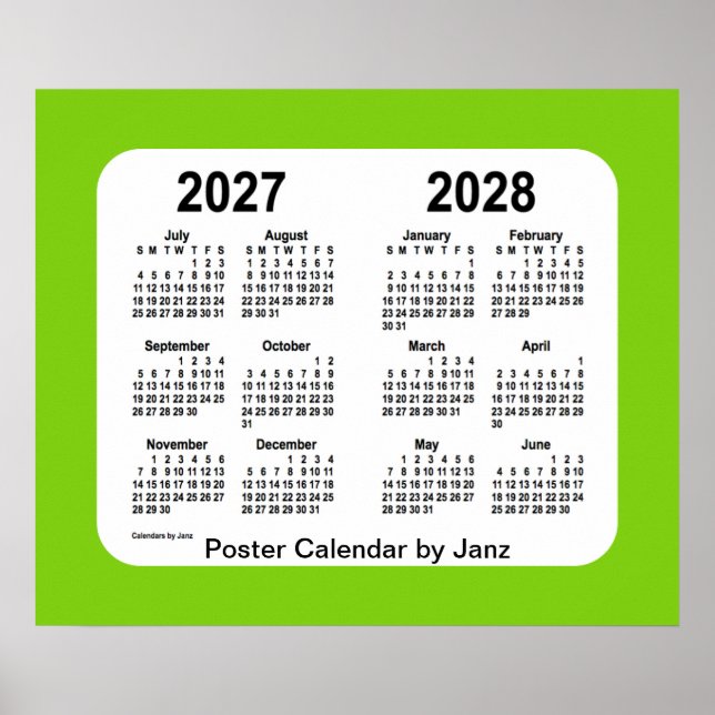 Affiche Calendrier de l'école verte jaune 2027-2028 par Ja (Devant)