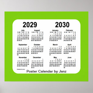 Affiche Calendrier de l'école verte jaune 2029-2030 par Ja