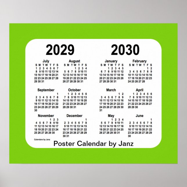 Affiche Calendrier de l'école verte jaune 2029-2030 par Ja (Devant)