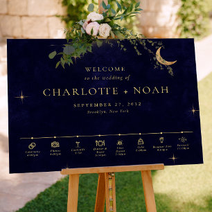 Affiche Calendrier de Mariage Céleste de Minuit Bienvenue