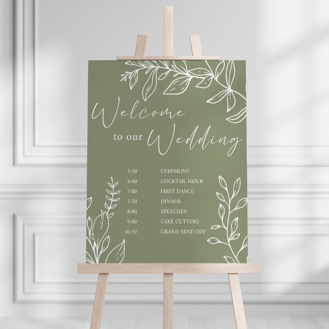 Affiche Calendrier de mariage Fleurs Bohème Sage (Créateur téléchargé)