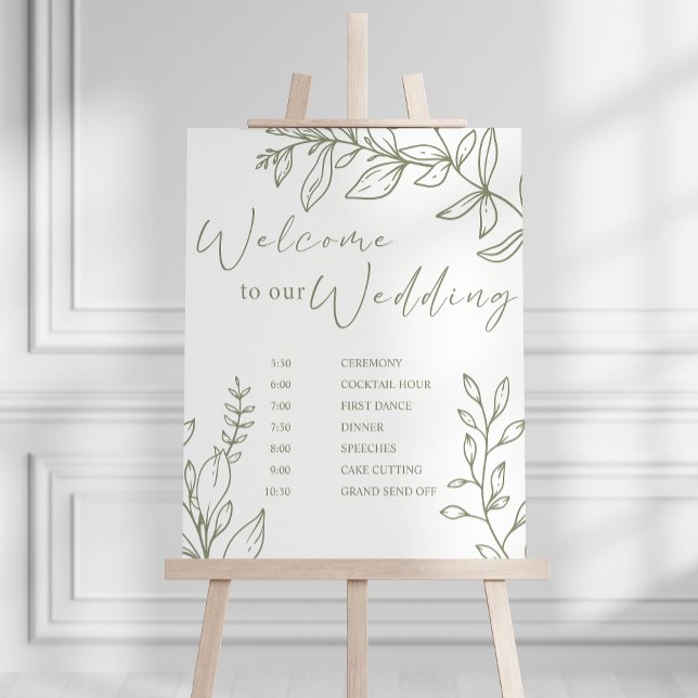Affiche Calendrier de mariage Fleurs Bohème Sage (Créateur téléchargé)