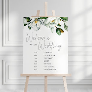 Affiche Calendrier de mariage floral rustique Magnolia bla