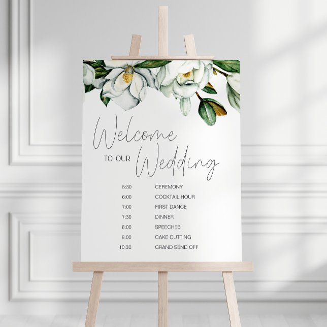 Affiche Calendrier de mariage floral rustique Magnolia bla (Créateur téléchargé)
