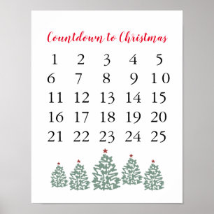 Affiche Calendrier de Noël Compte à rebours avant Noël