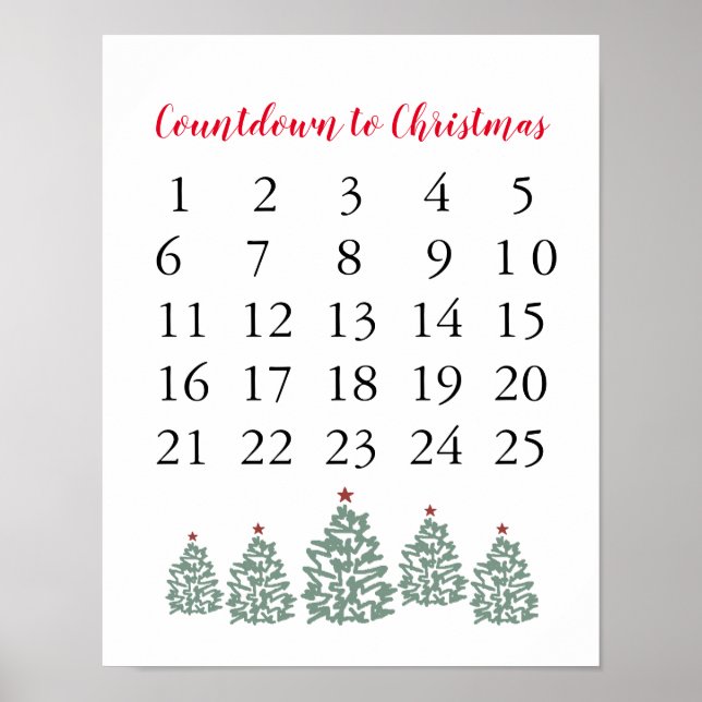 Affiche Calendrier de Noël Compte à rebours avant Noël (Devant)