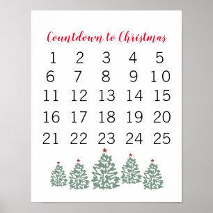 Affiche Calendrier de Noël Compte à rebours avant Noël