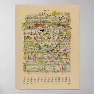 Affiche Calendrier de notes heureuses de juillet 2022 Post