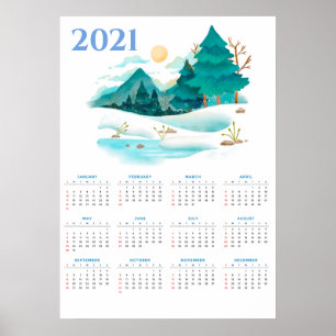 Affiche Calendrier de paysage hivernal 2021