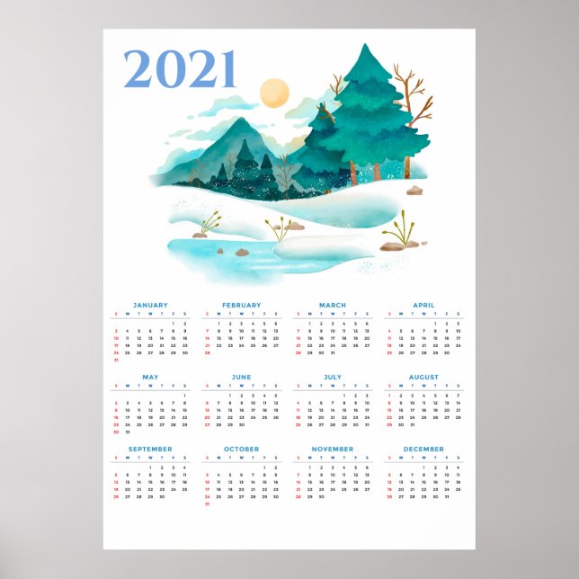 Affiche Calendrier de paysage hivernal 2021 (Devant)