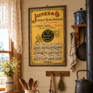 Affiche Calendrier de pharmacie de l'ère victorienne de 18