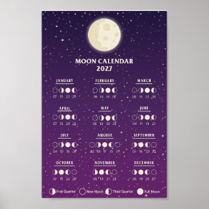 Affiche Calendrier de phase lunaire de la galaxie des cycl