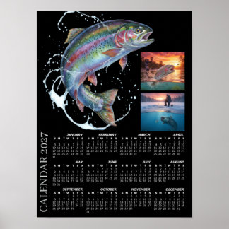 Affiche Calendrier de photos de pêche 2027, pêche à la mou