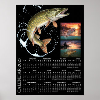 Affiche Calendrier de photos de pêche 2027, Pêche sportive