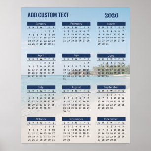 Affiche Calendrier de plage 2026 avec texte personnalisé