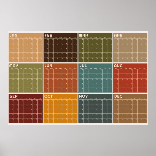Affiche Calendrier de planification de couleur automnale c (Devant)