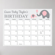Calendrier de prédiction d'anniversaire bébé éléph
