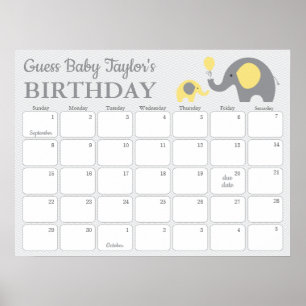 Affiche Calendrier de prédiction d'anniversaire de bébé él