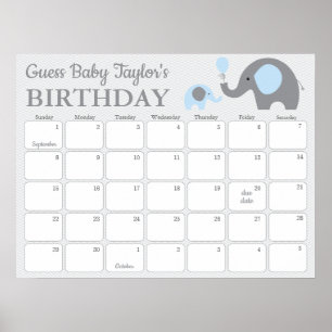 Affiche Calendrier de prédiction d'anniversaire de bébé él