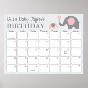 Affiche Calendrier de prédiction d'anniversaire de bébé él