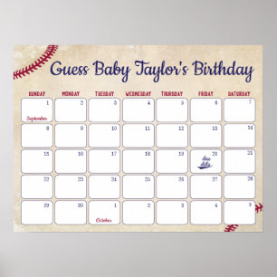Affiche Calendrier de prédiction d'anniversaire de bébé su