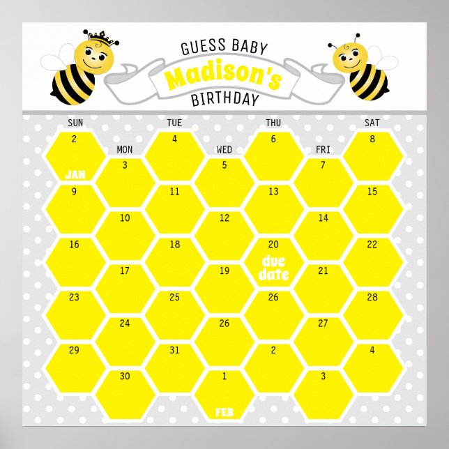 Affiche Calendrier de prédiction d'anniversaire de l'abeil (Devant)