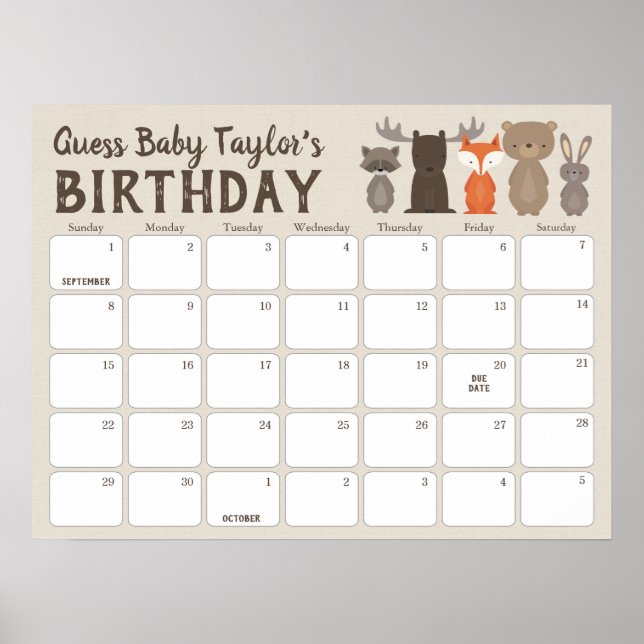 Affiche Calendrier de Prédiction d'Anniversaire pour Baby  (Devant)