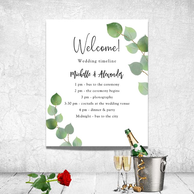 Affiche Calendrier de programme de mariage à la verdure d' (Créateur téléchargé)