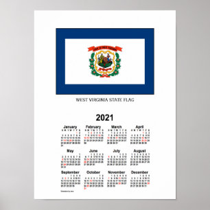 Affiche Calendrier de vacances du drapeau de la Virginie-O