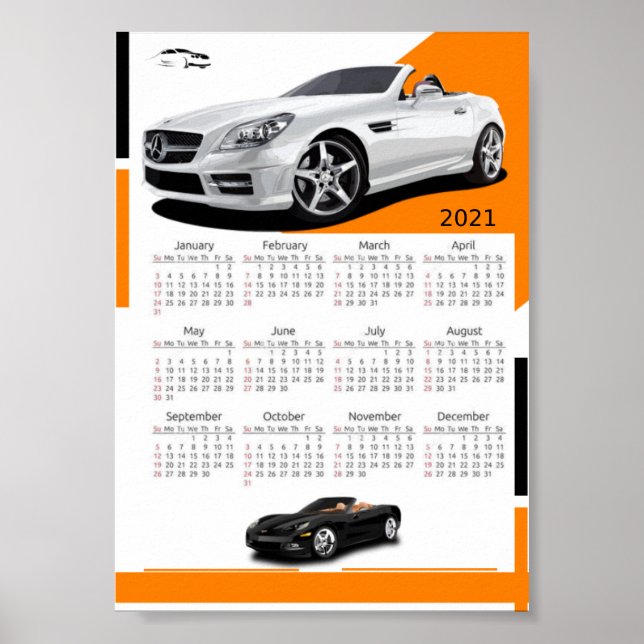 Affiche Calendrier de voiture (Devant)