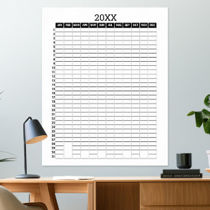 Affiche Calendrier de vue annuelle - Planificateur d'objec