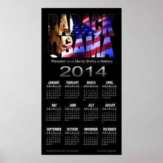 Affiche Calendrier découpé de Barack Obama 2014 | noir