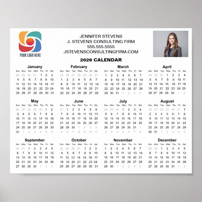 Affiche Calendrier d'entreprise personnalisé avec logo d'a (Devant)