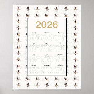 Affiche Calendrier des abeilles 2026 pour toute l'année