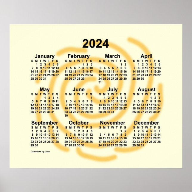 Affiche Calendrier des jours ensoleillés 2024 par Janz (Devant)